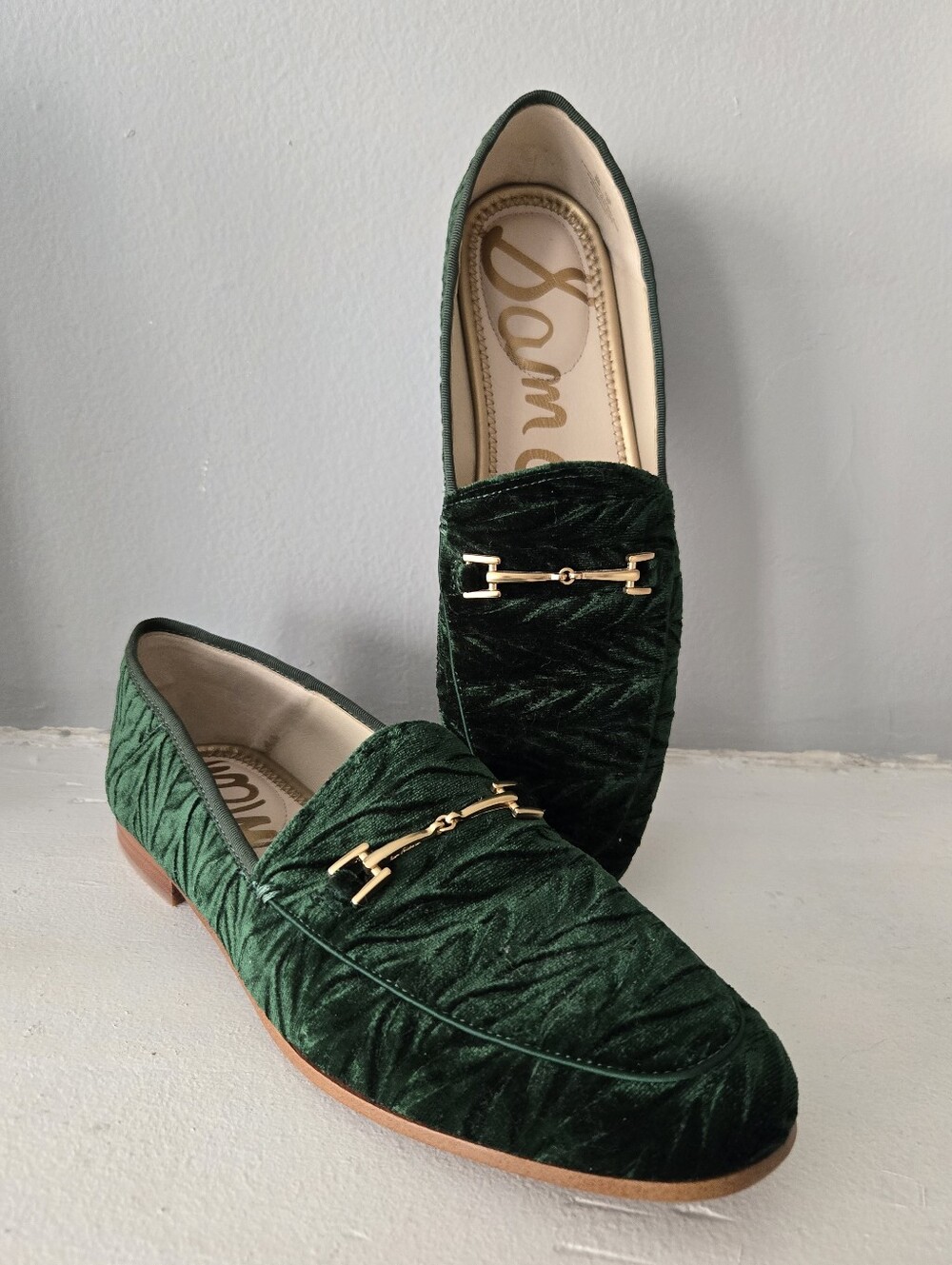 Sam Edelman Women's Green Velvet Loafers